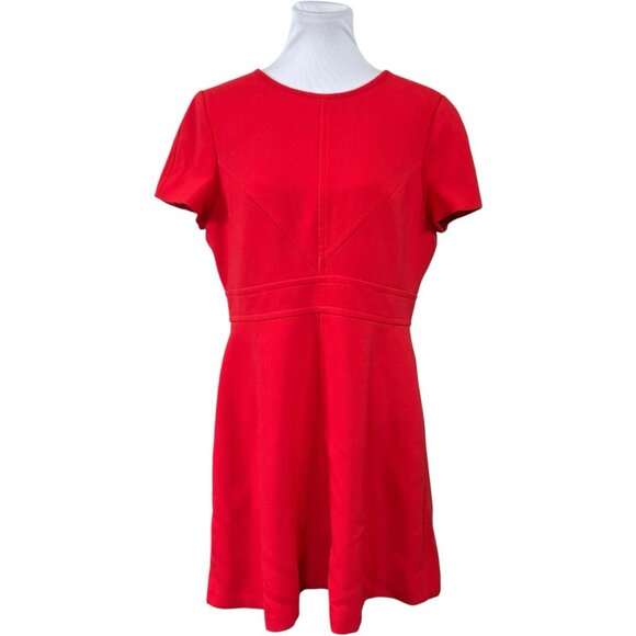 Eliza J Womens 16 Red Short Sleeve Knee Length Dress Work Career Office Feastive - Picture 1 of 6